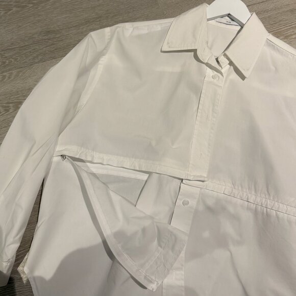 Source Unknown La Vie White Detachable Zip Crop Shirt | Size: S/M - Picture 4 of 5